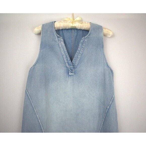 Vintage Chambray Tunic Dress Womens M Athleisure Gorpcore Granola Girl Lagenlook - Picture 5 of 8